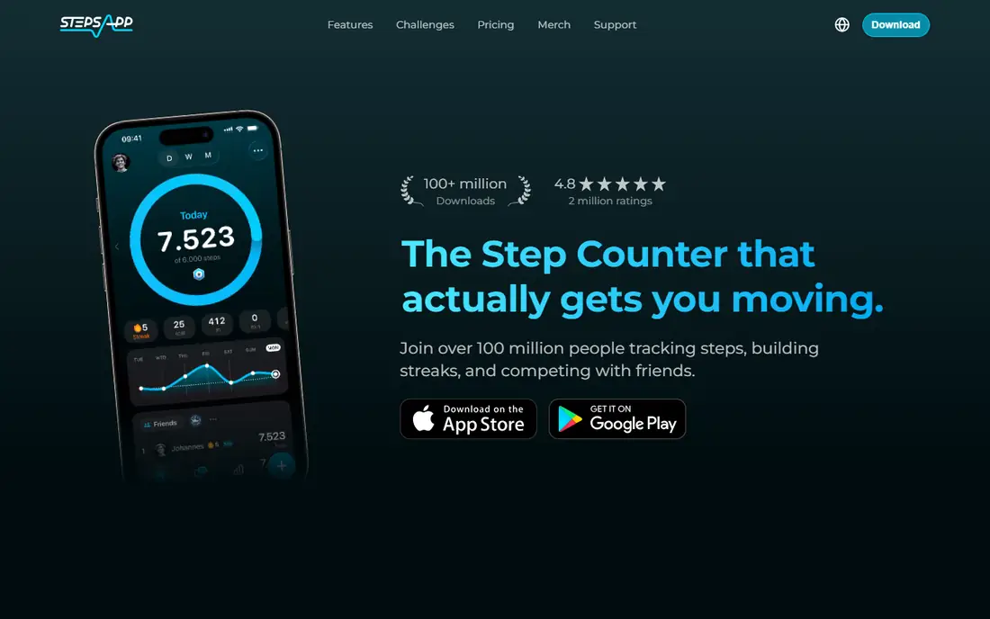 StepsApp homepage
