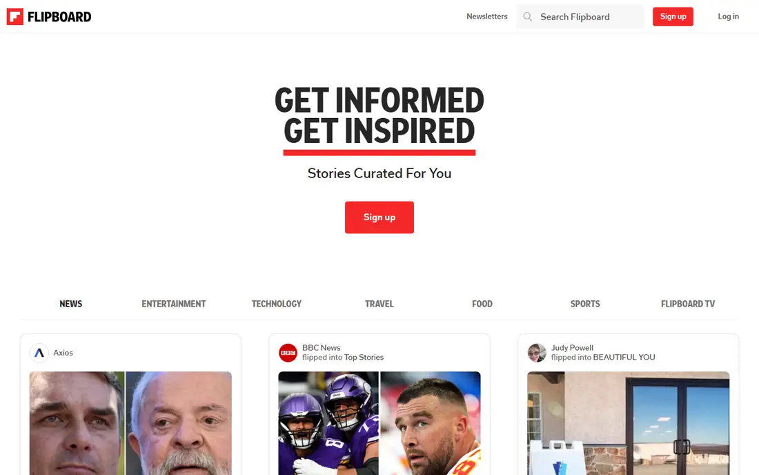Flipboard homepage