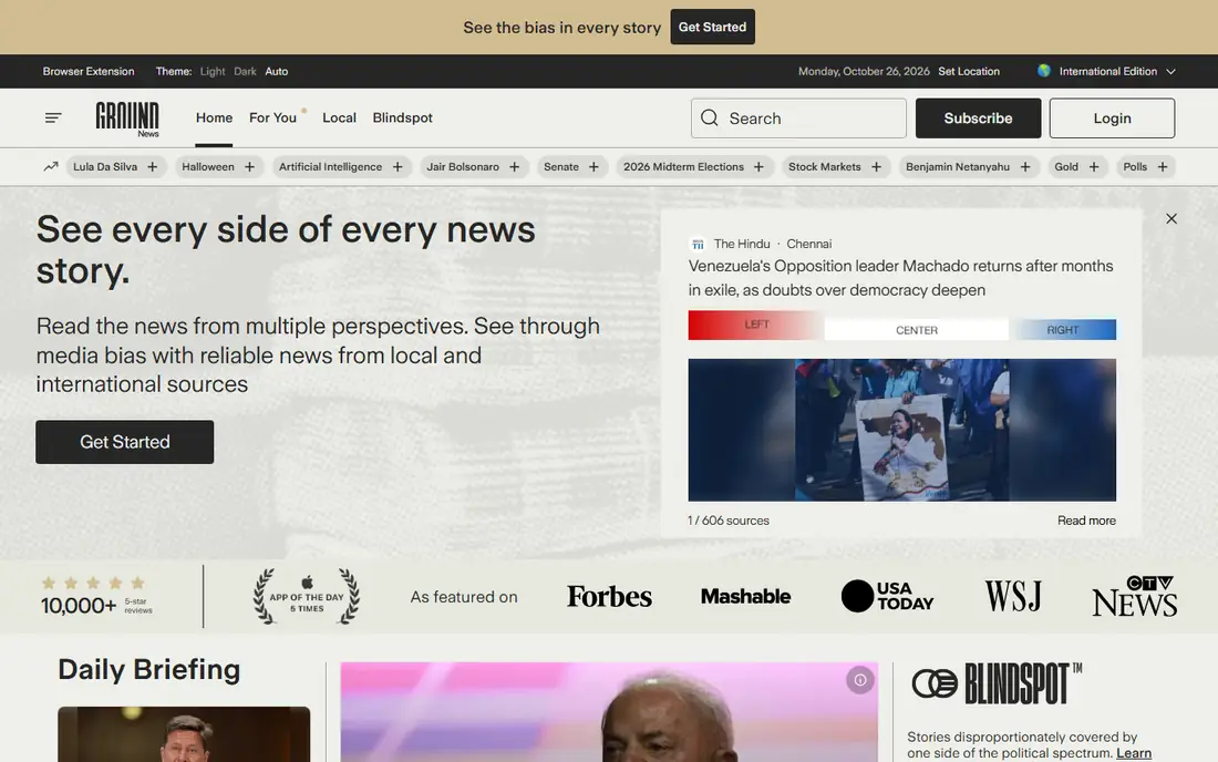 Ground News homepage