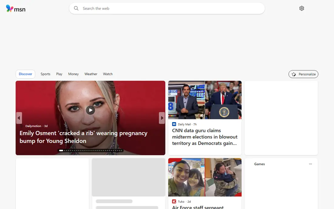 Microsoft Start homepage