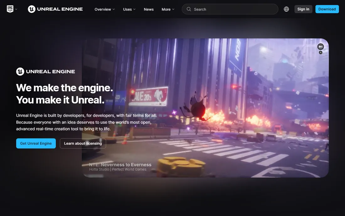 Unreal Engine homepage