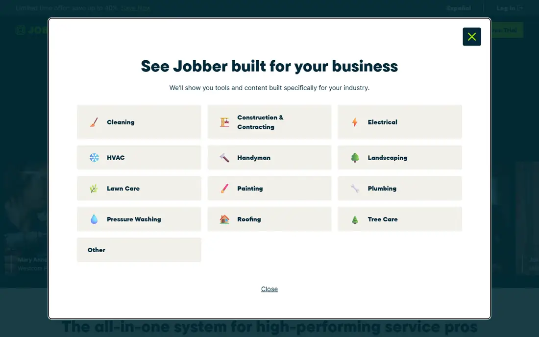 Jobber homepage