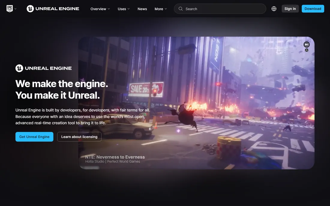 Unreal Engine homepage