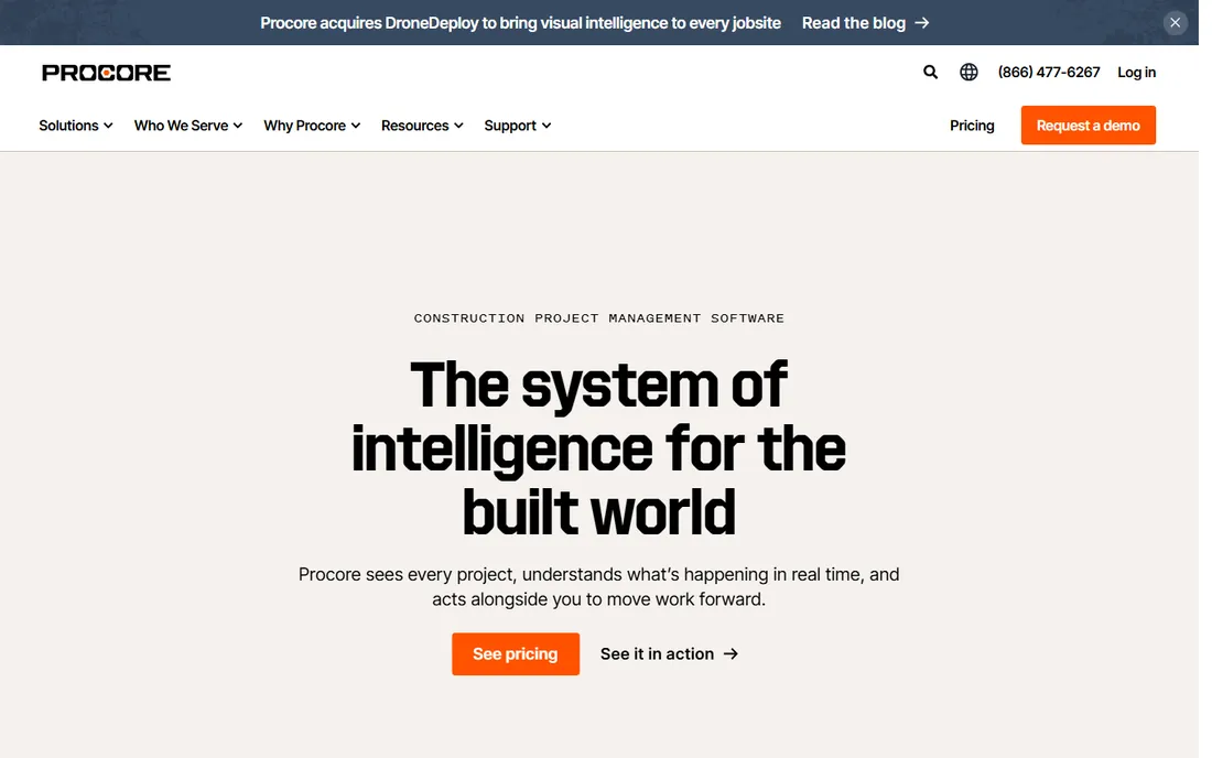 Procore homepage