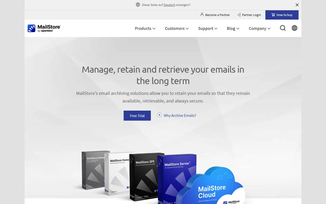 MailStore Server homepage