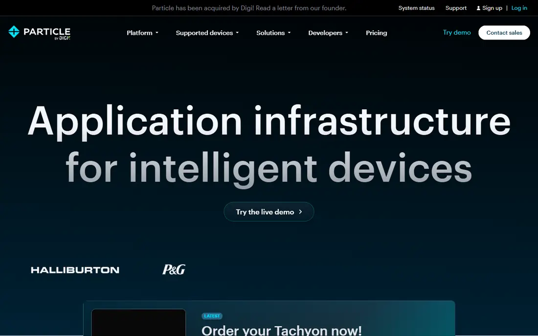 Particle Photon homepage