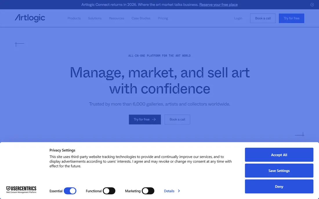 Artlogic homepage