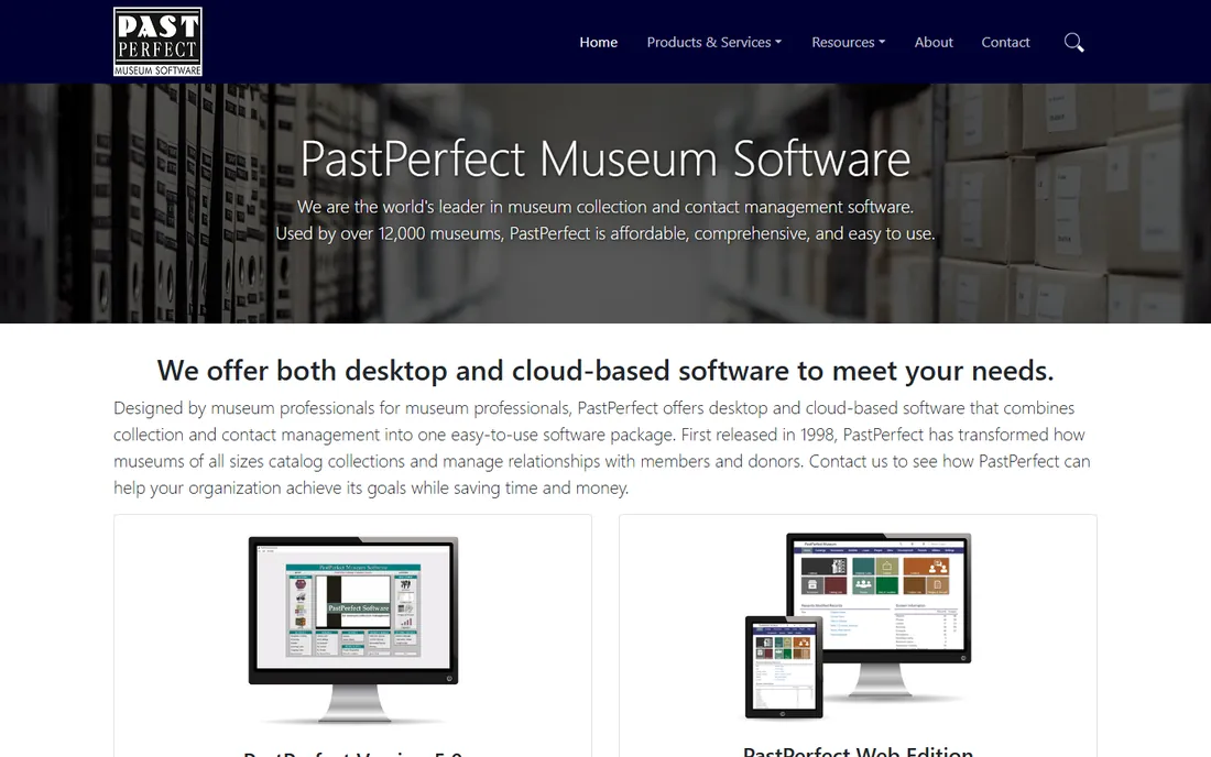 PastPerfect homepage