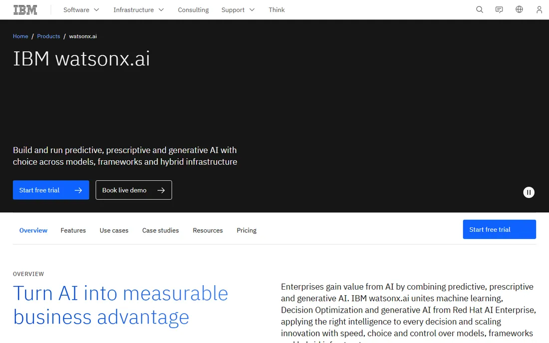 IBM watsonx.ai homepage