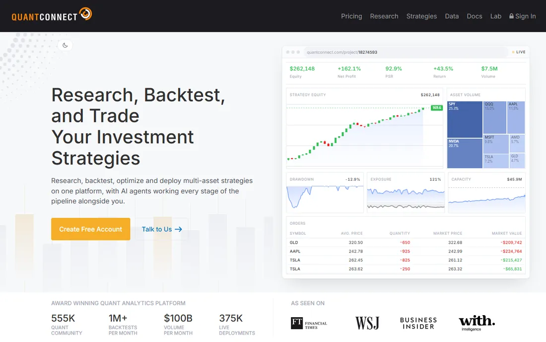 QuantConnect homepage