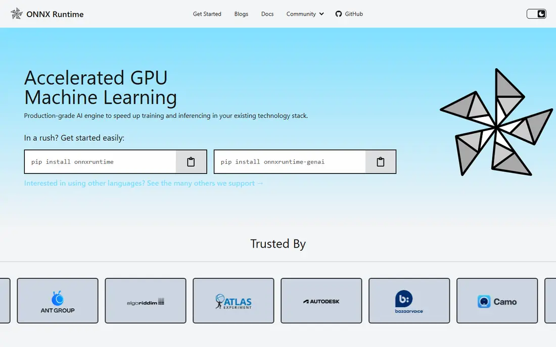 ONNX Runtime homepage