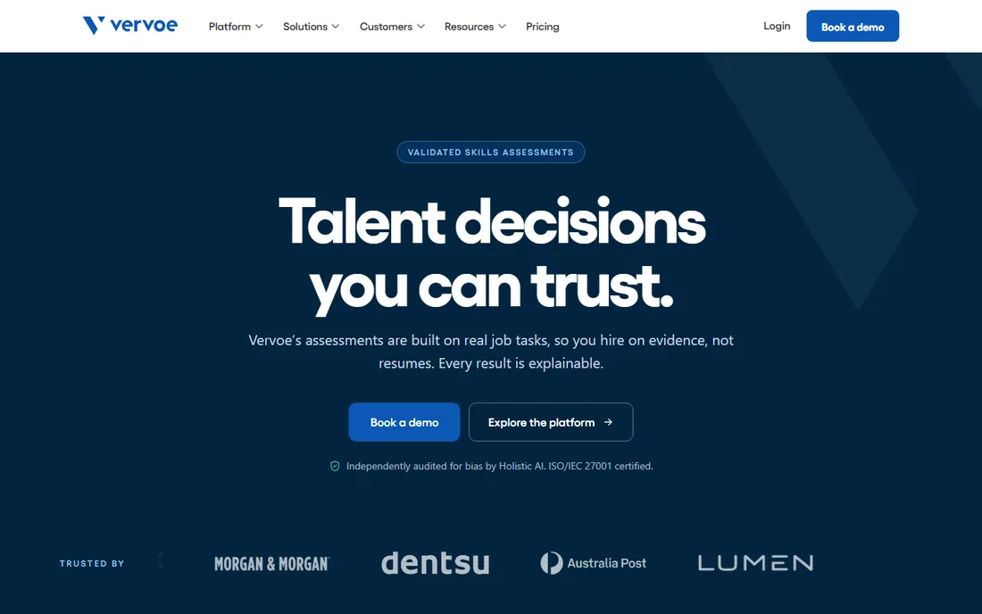 Vervoe homepage