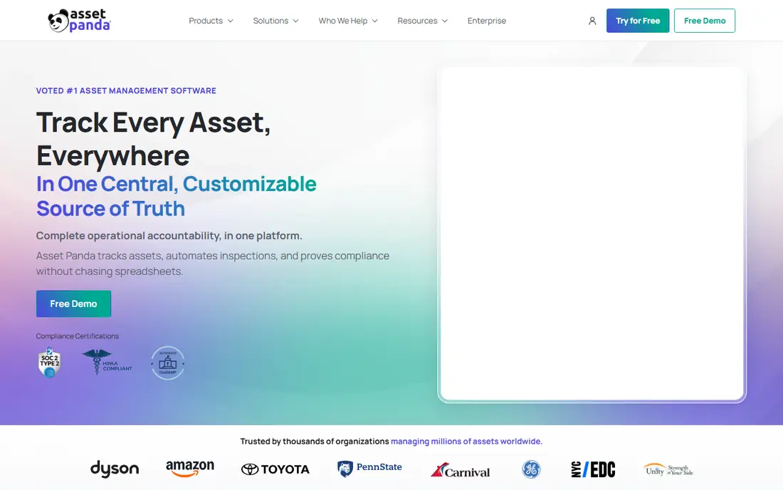Asset Panda homepage