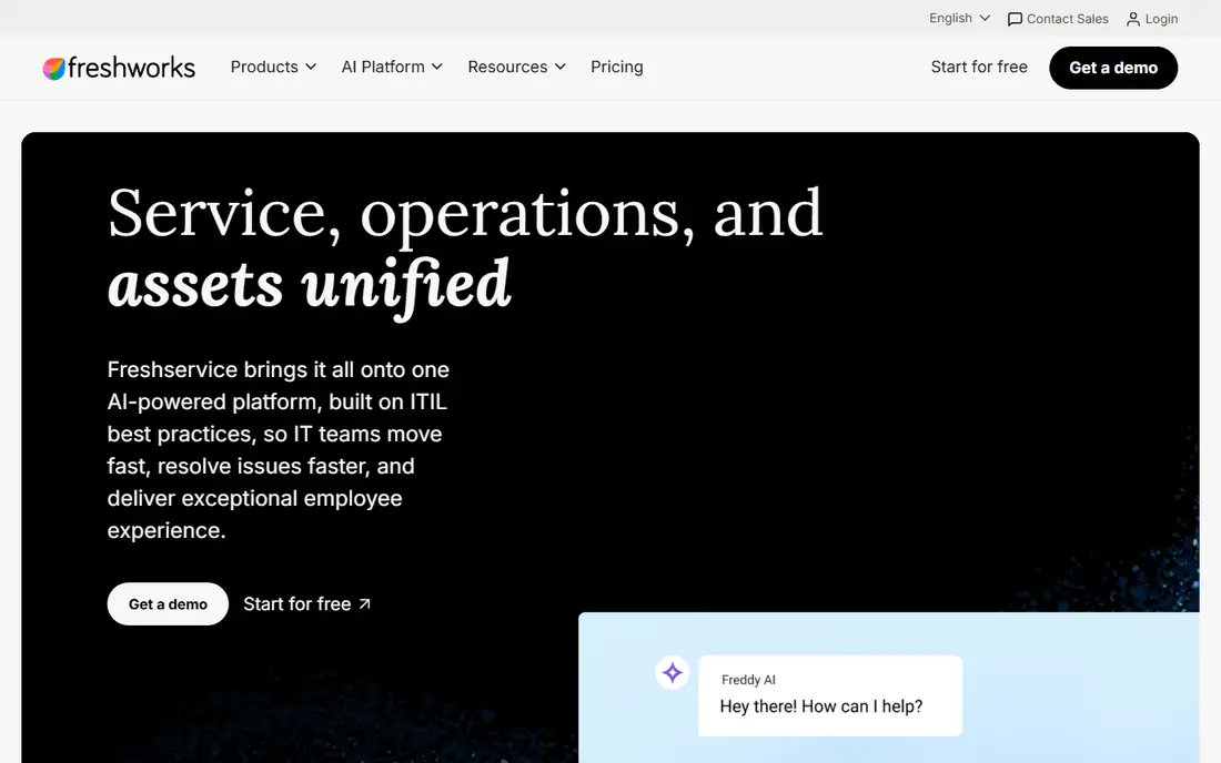Freshservice homepage