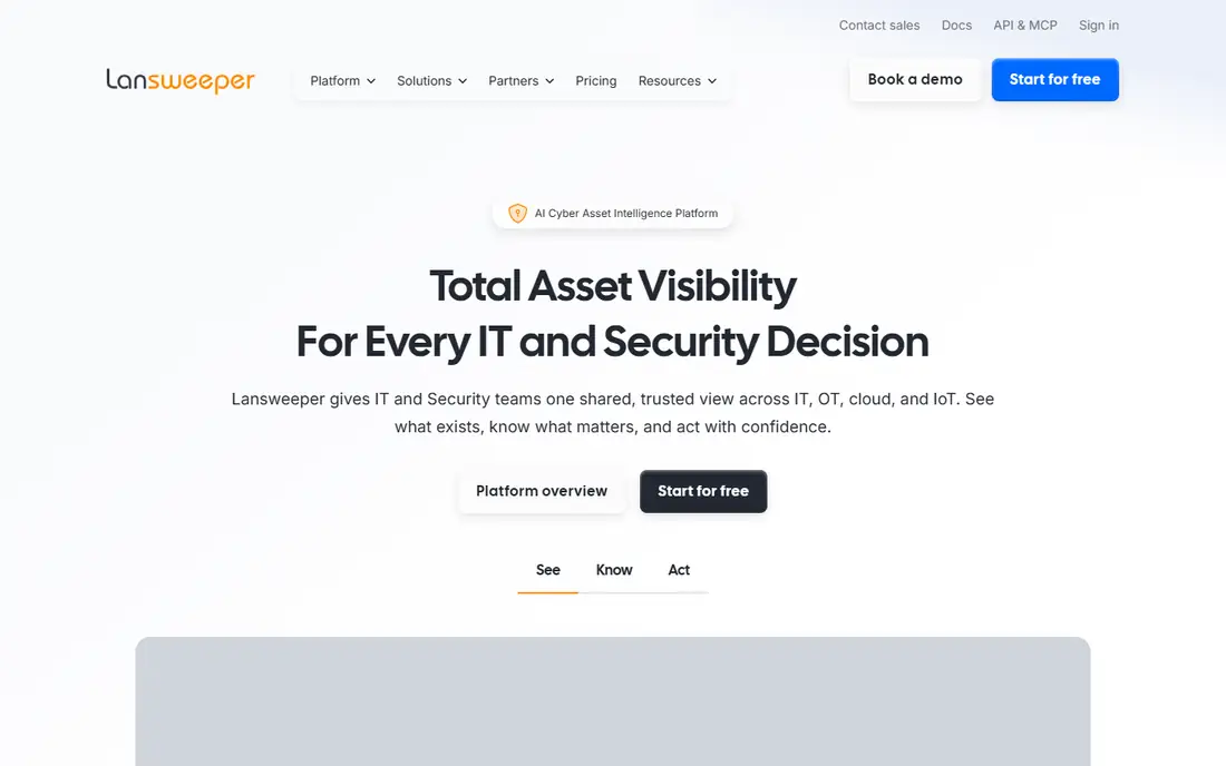 Lansweeper homepage