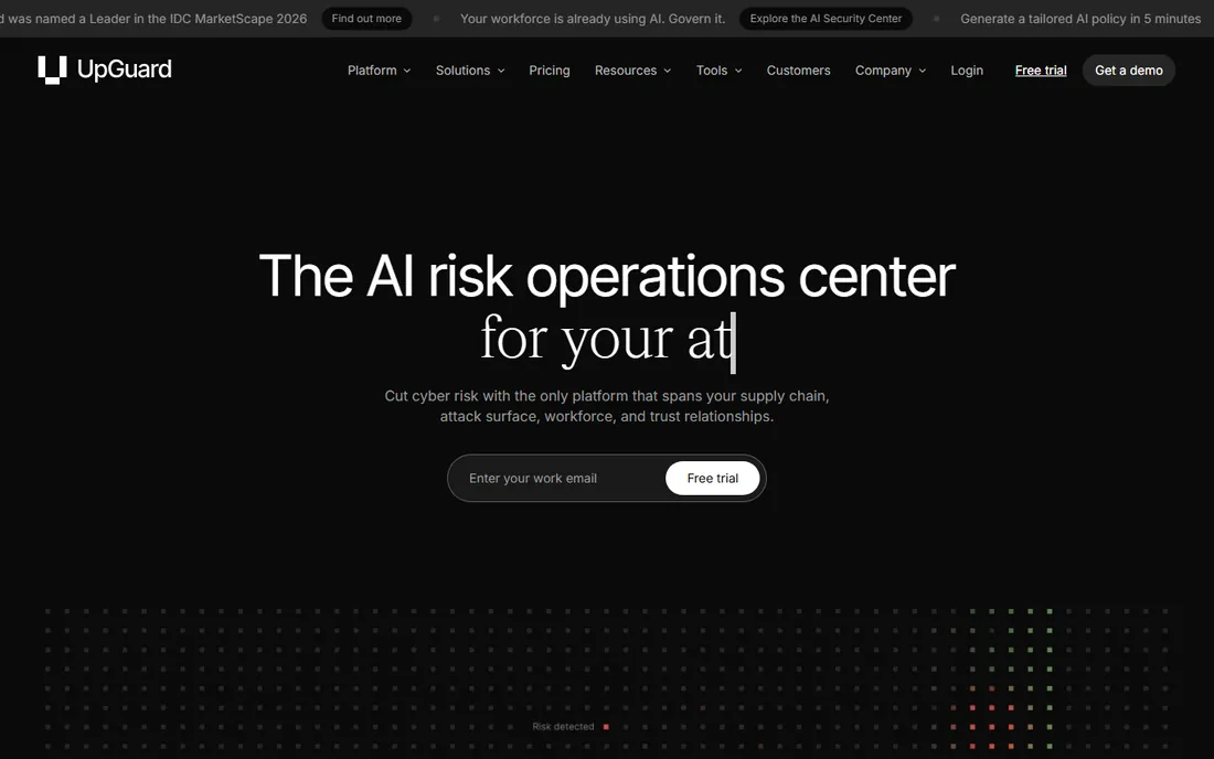 UpGuard homepage