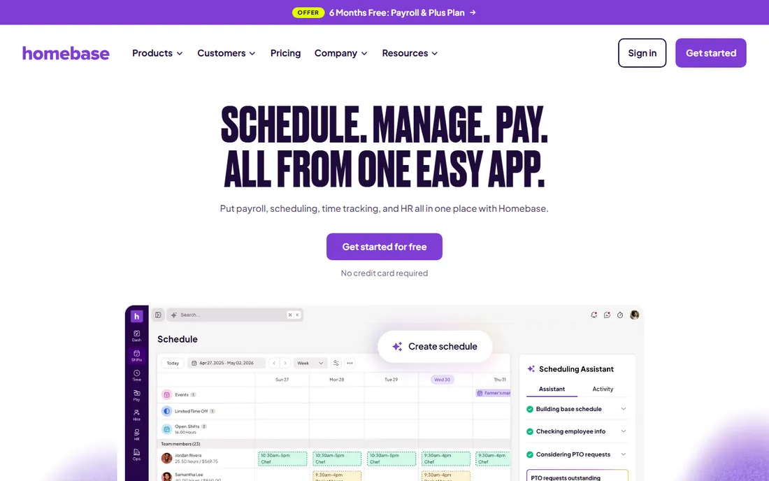 Homebase homepage