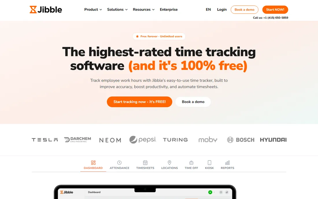 Jibble homepage