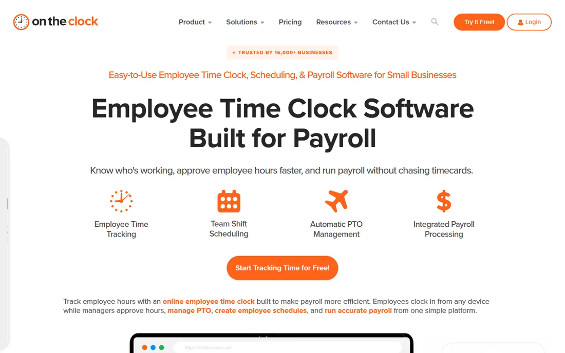 OnTheClock homepage