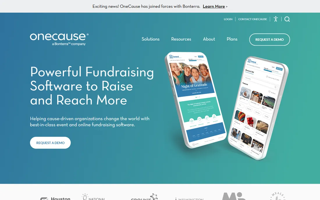 OneCause homepage