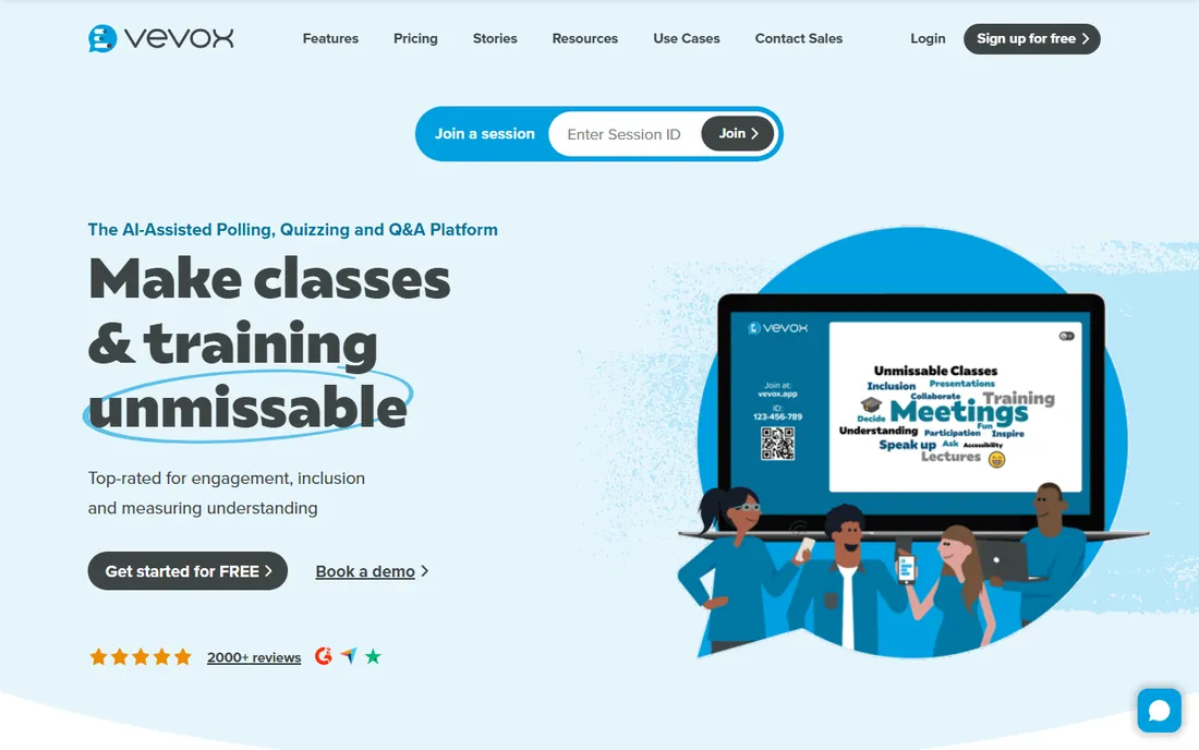 Vevox homepage