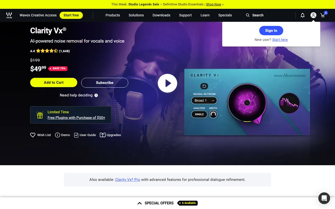 Waves Clarity Vx homepage