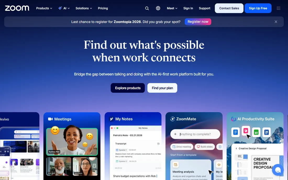 Zoom homepage