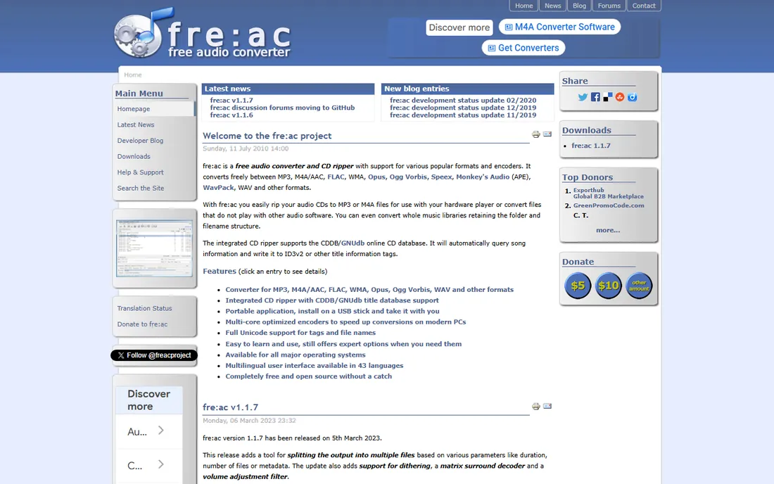 Fre:ac homepage