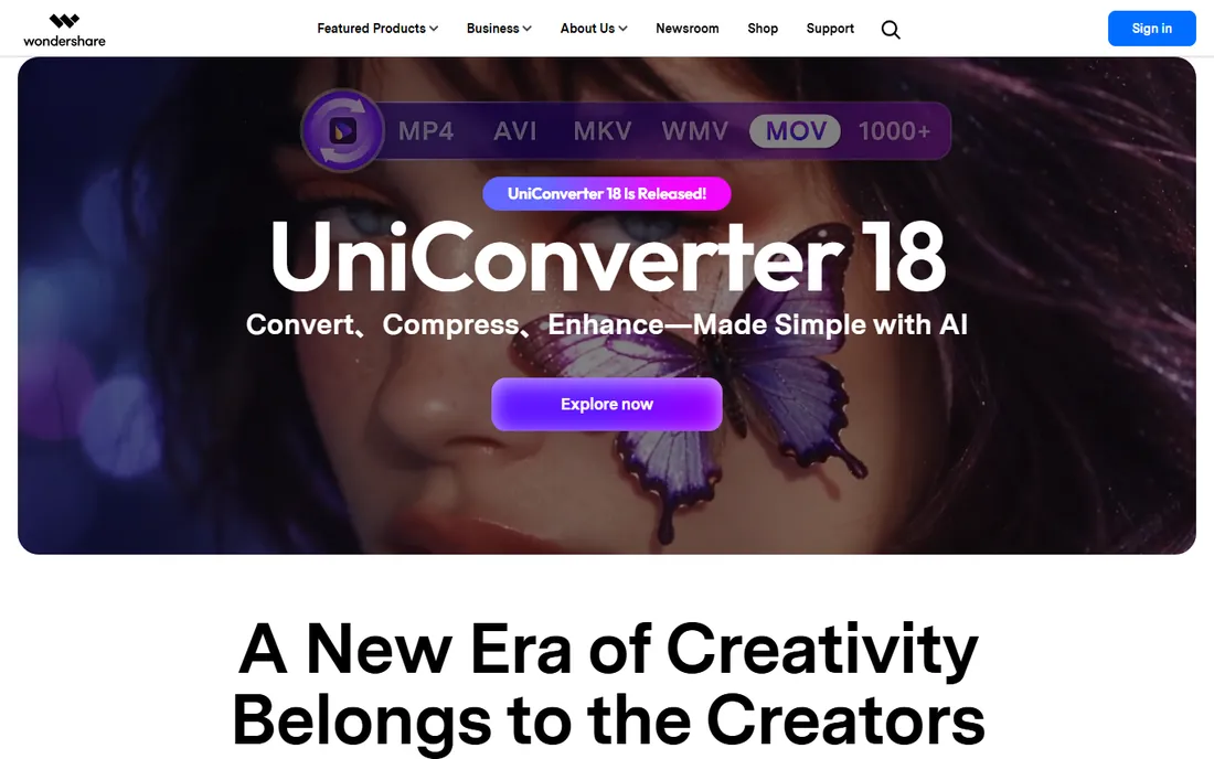 Wondershare UniConverter homepage