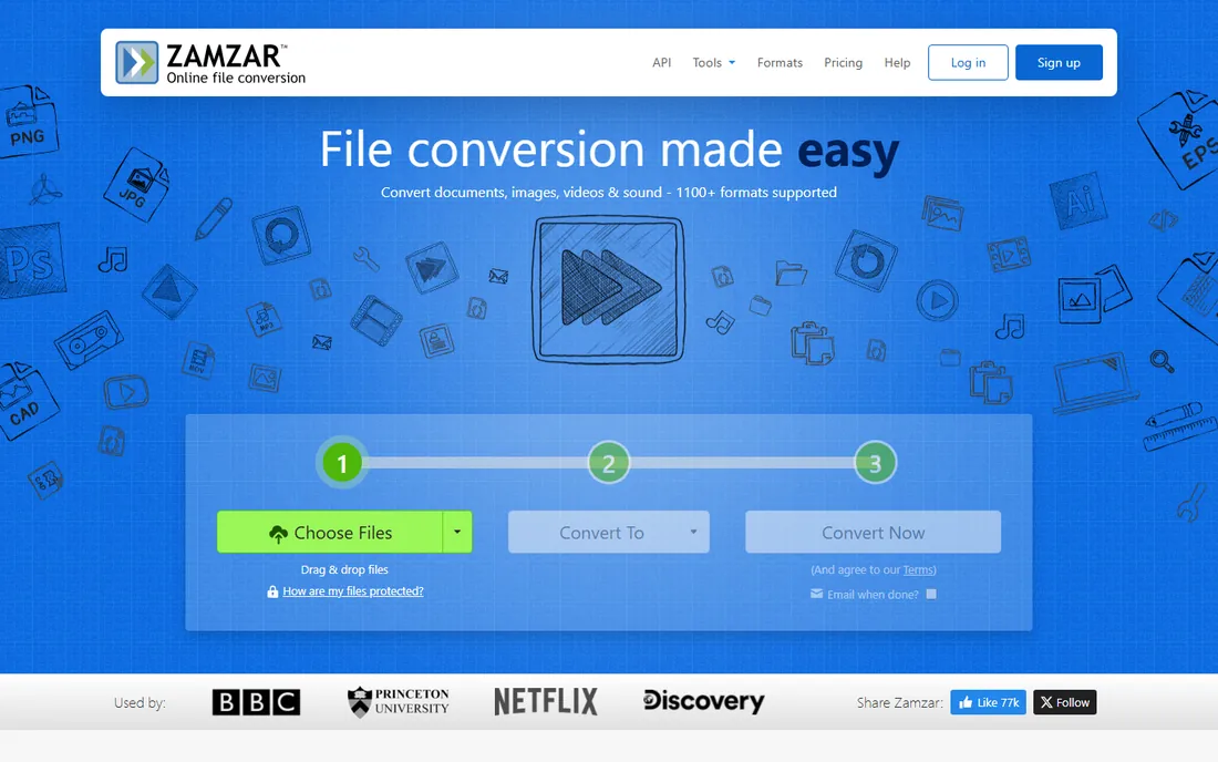 Zamzar homepage