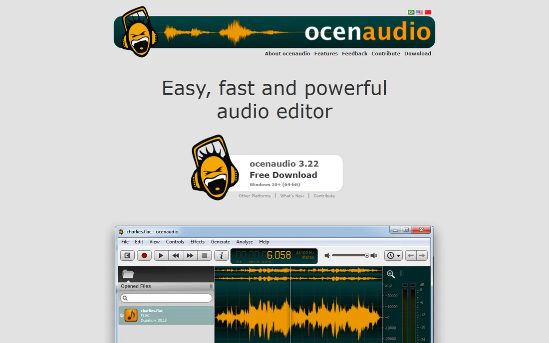 Ocenaudio homepage