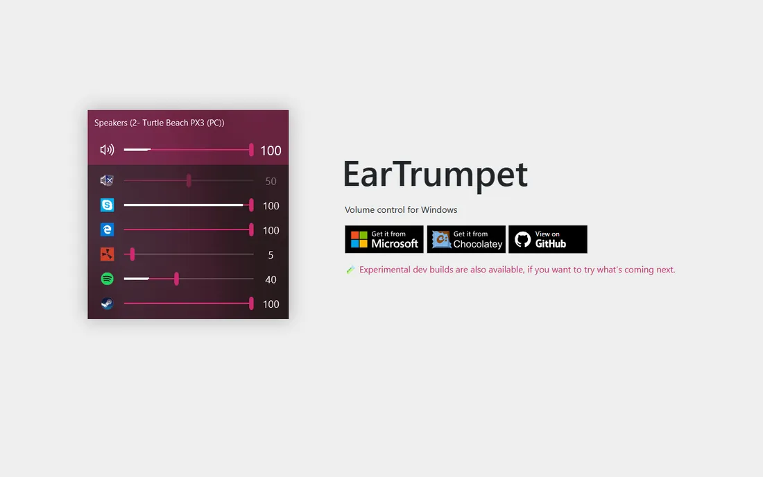 EarTrumpet homepage