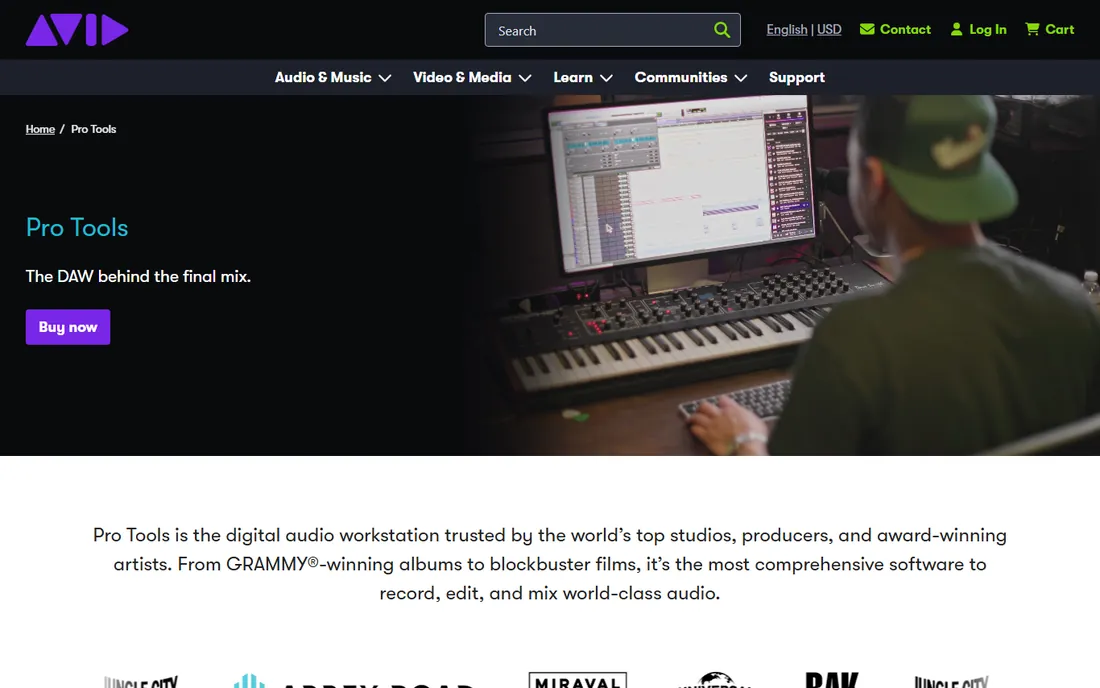 Avid Pro Tools homepage