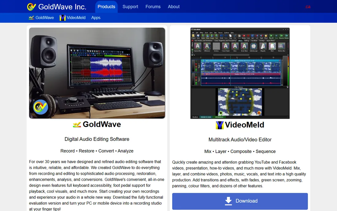 GoldWave homepage