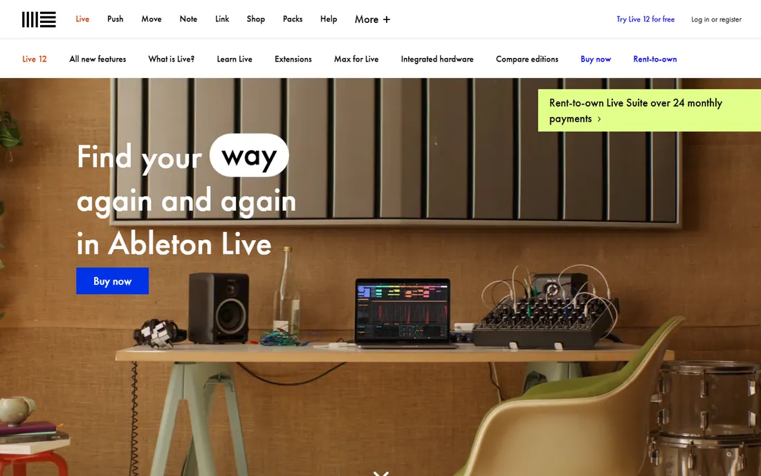 Ableton Live homepage