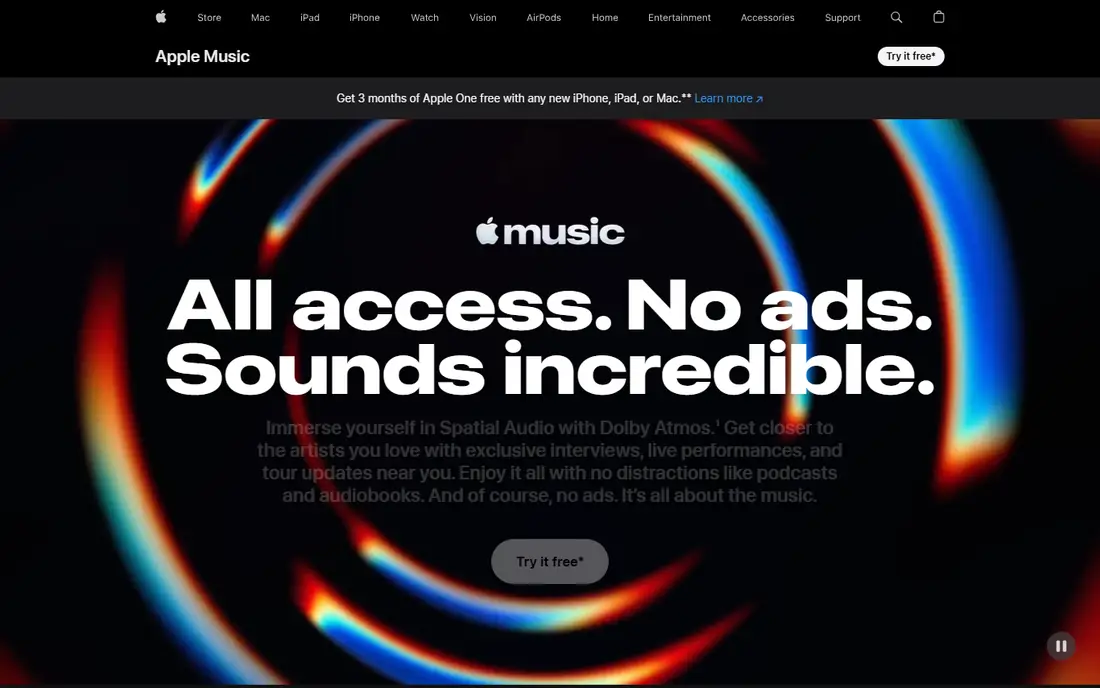 Apple Music homepage