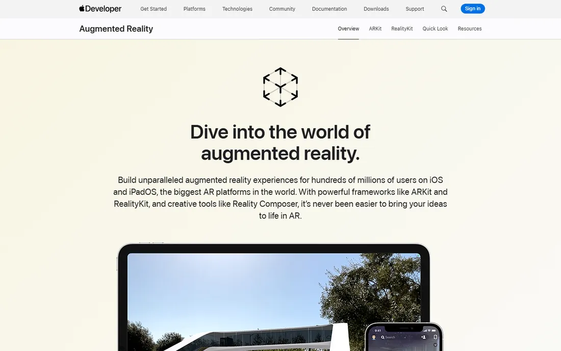 ARKit (Apple) homepage