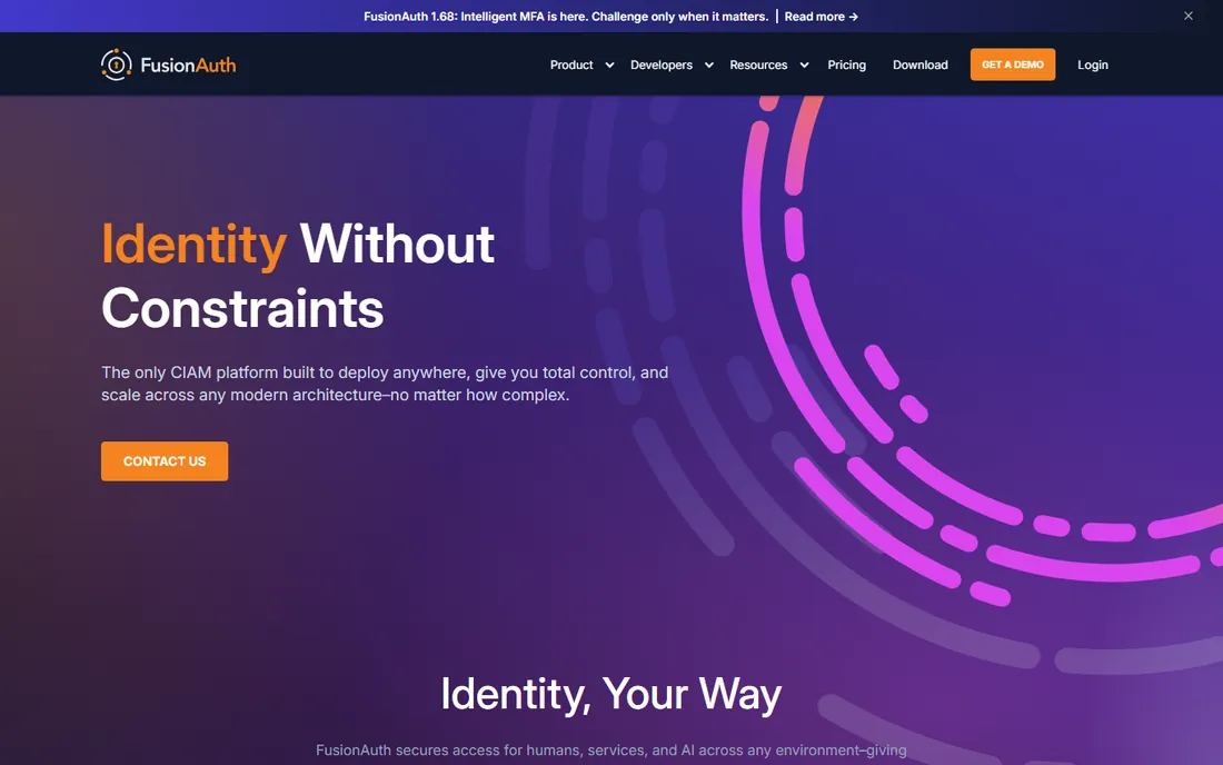 FusionAuth homepage