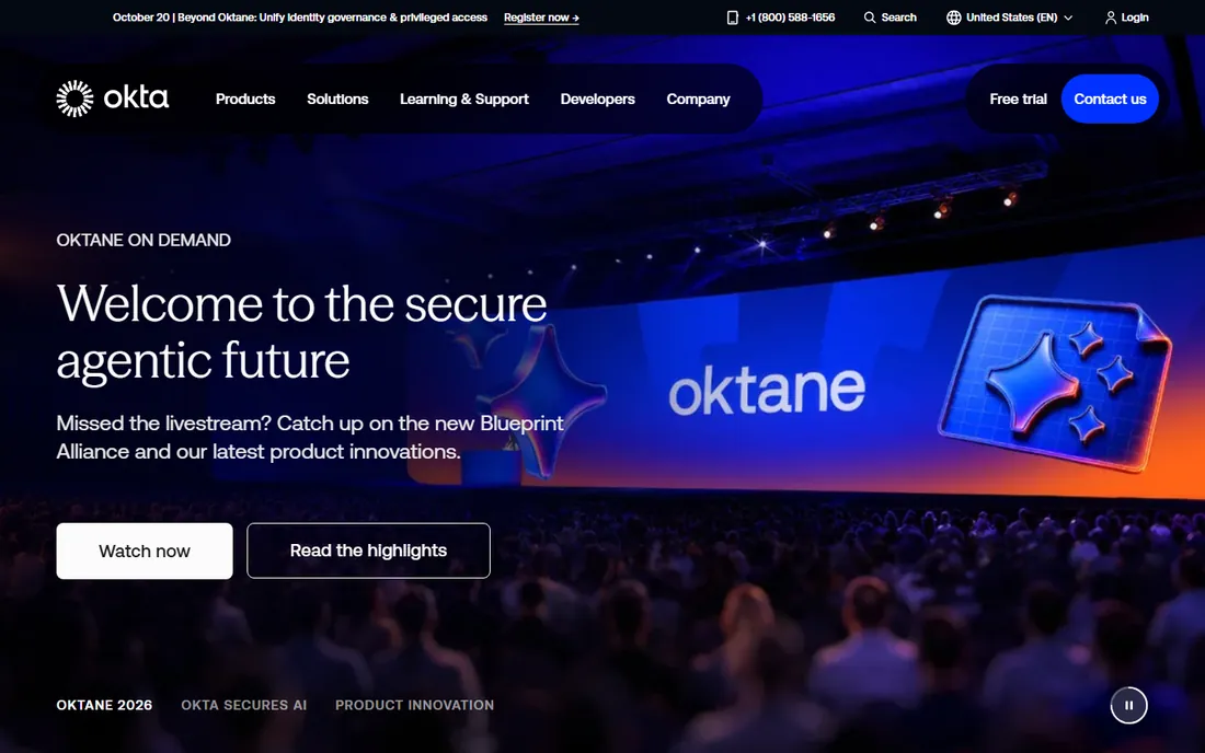 Okta homepage