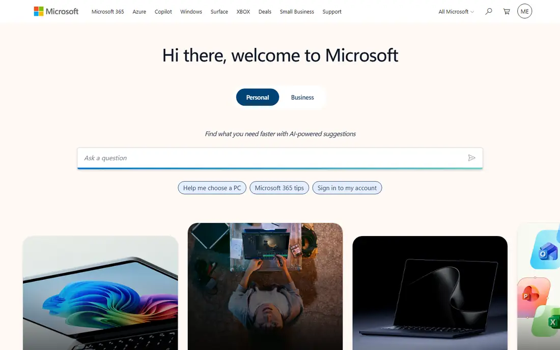 Microsoft Authenticator homepage