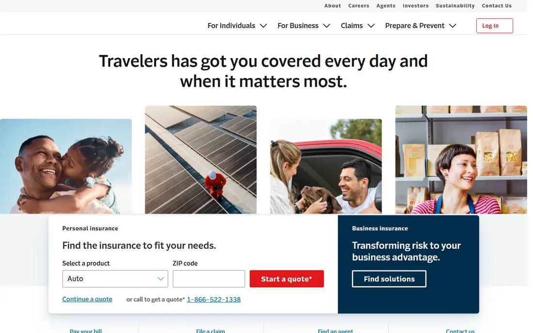 Travelers homepage