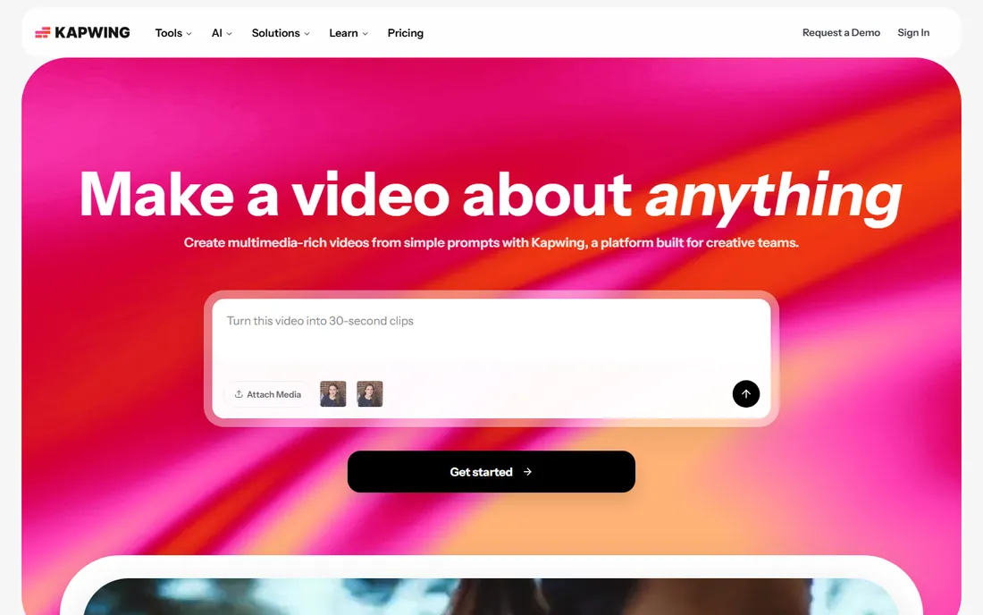 Kapwing homepage
