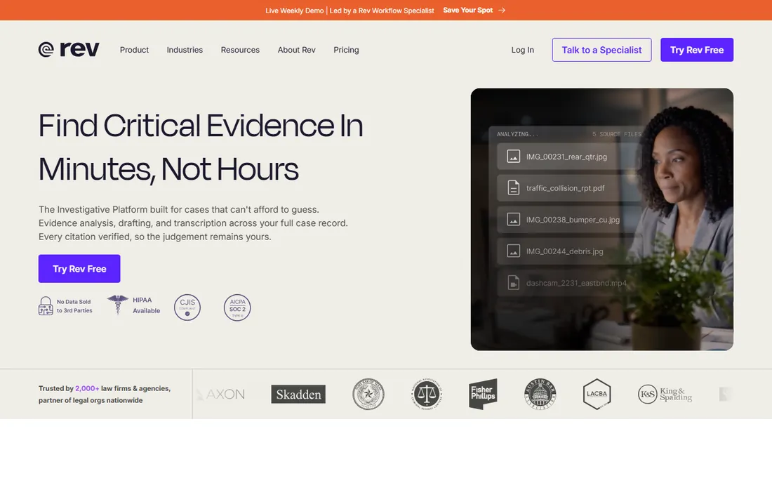 Rev homepage