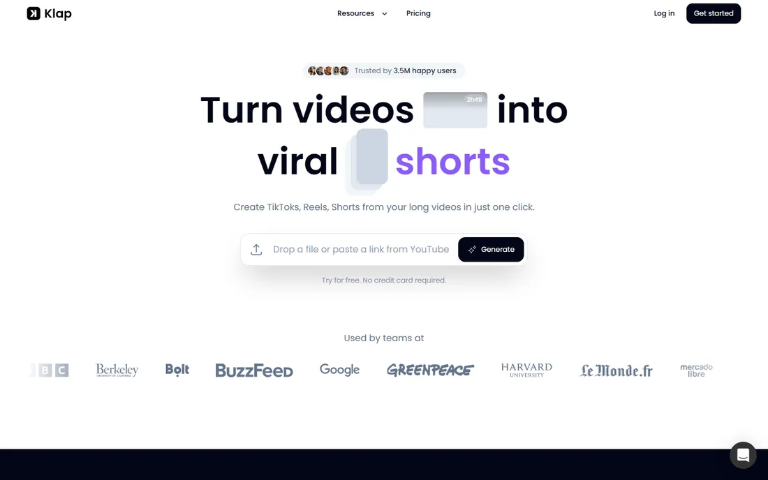 Klap homepage