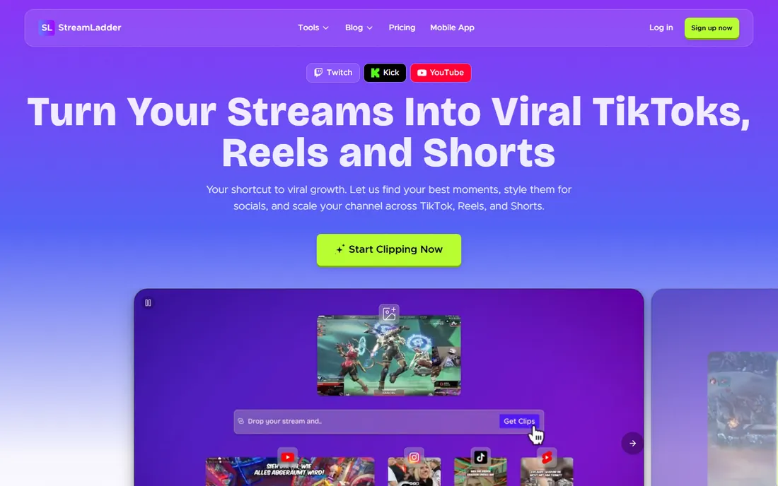 StreamLadder homepage