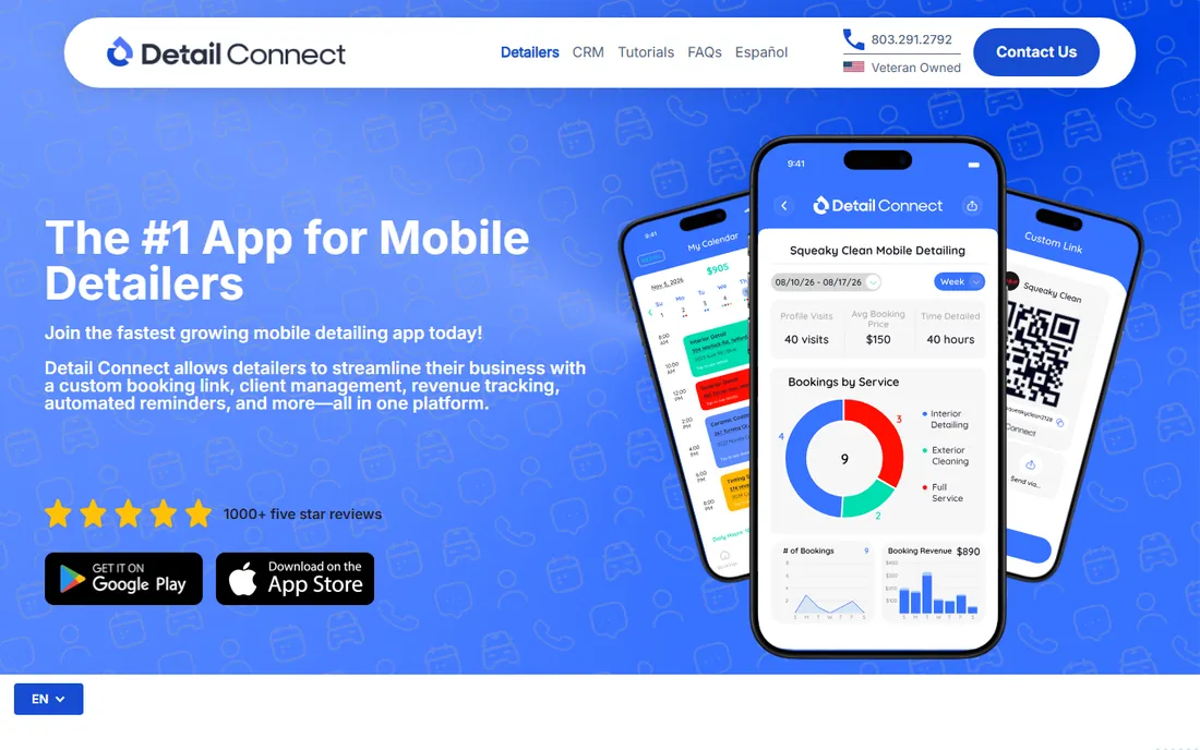 Detail Connect homepage