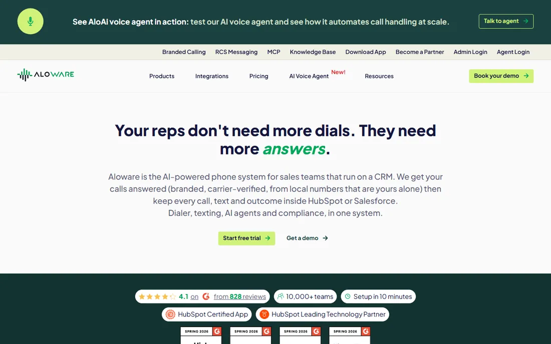 Aloware homepage