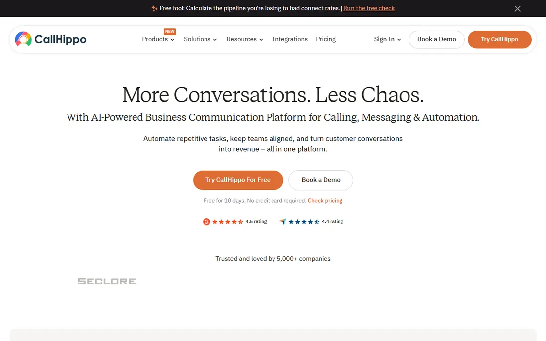 CallHippo homepage