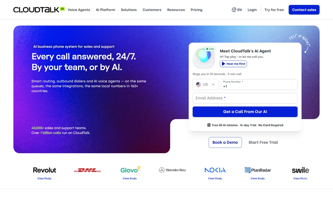 CloudTalk homepage