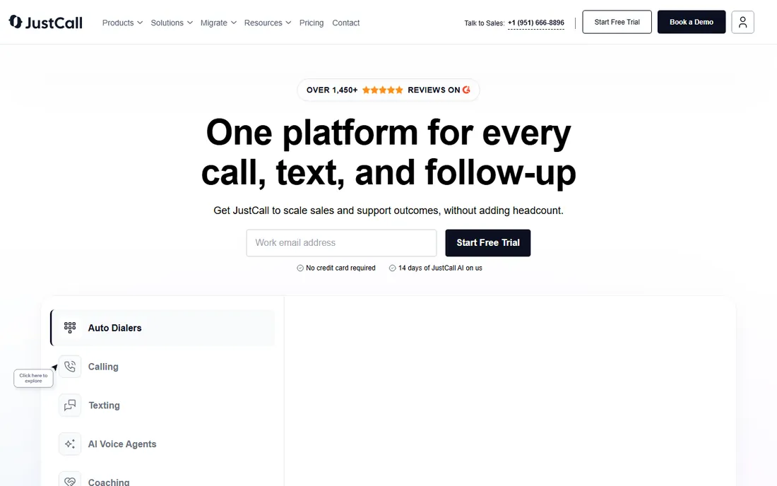 JustCall homepage